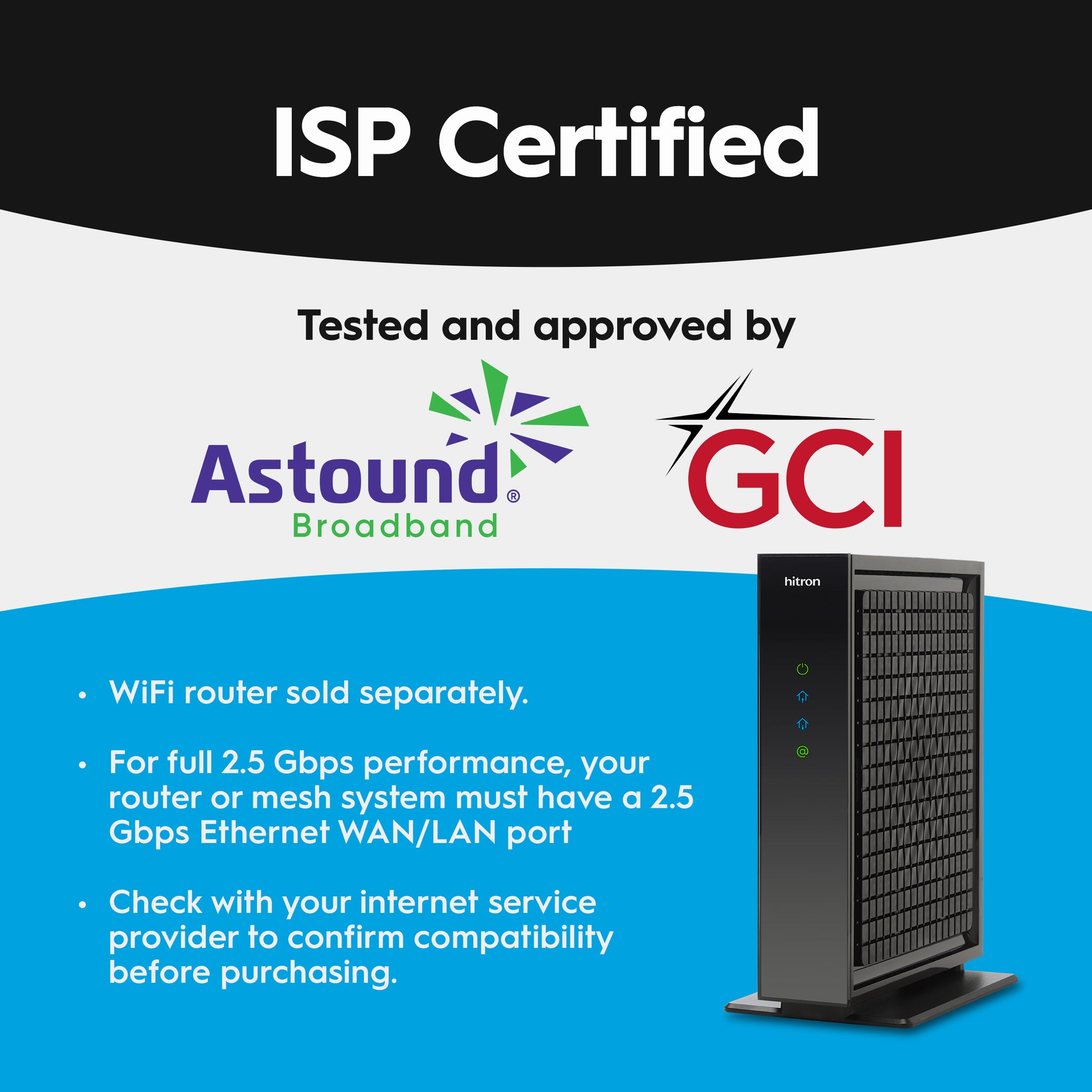 Hitron CODA57 DOCSIS 3.1 Cable Modem for Astound® & GCI®