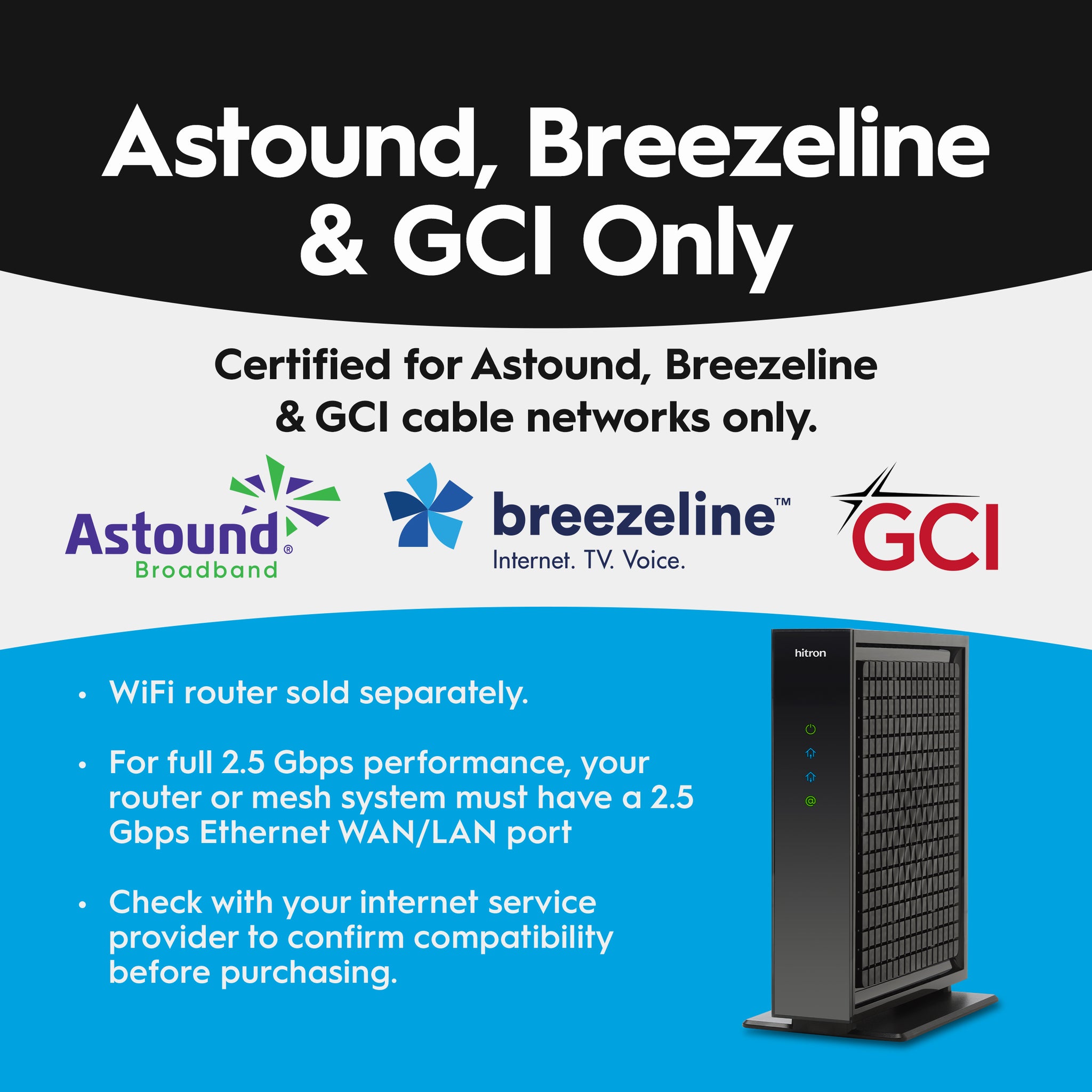 Hitron CODA57 DOCSIS 3.1 Cable Modem for Astound® & GCI®