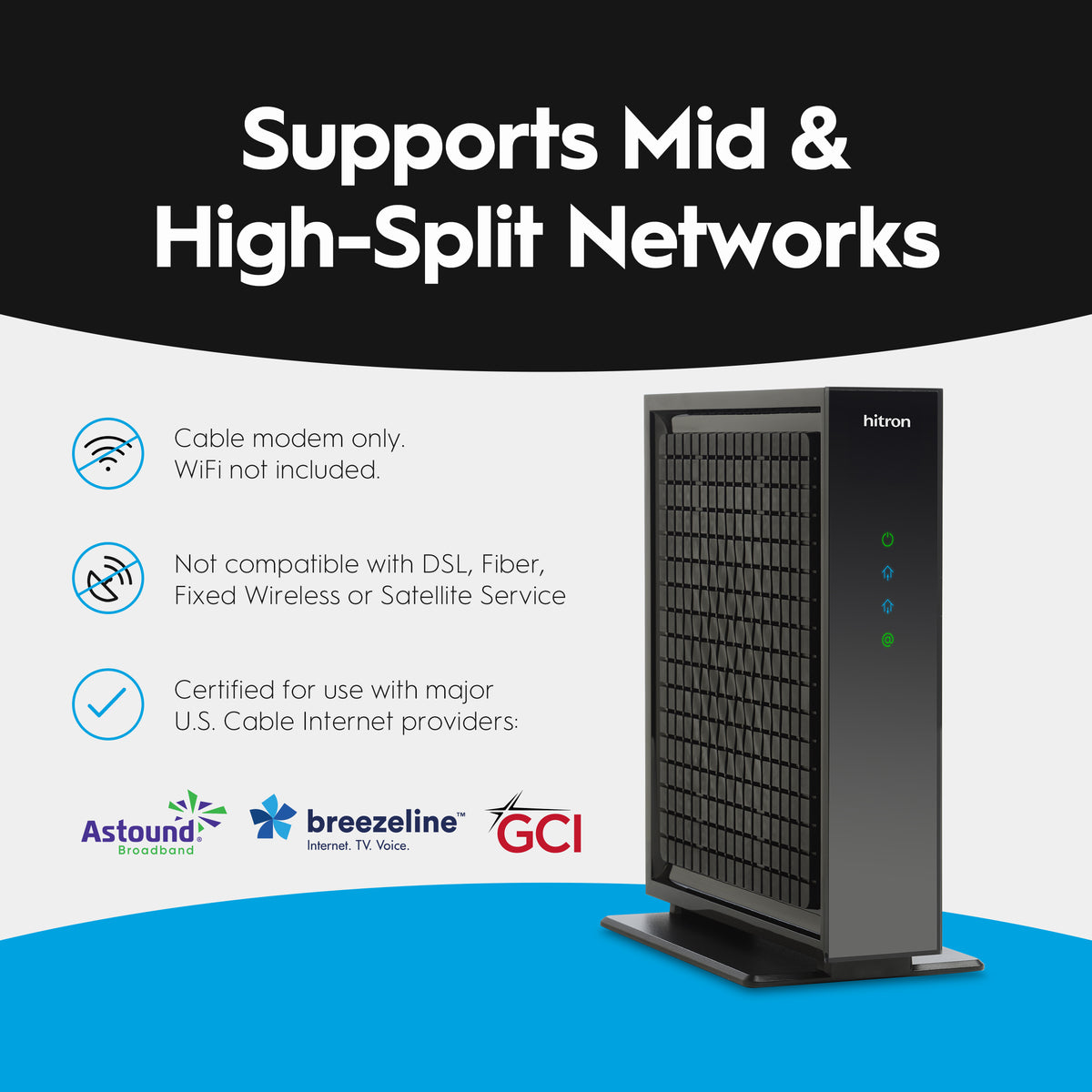 Gci Modem Router CODA57 DOCSIS 3.1 Cable Modem for Astound, Breezeline & GCI | Hitron ...