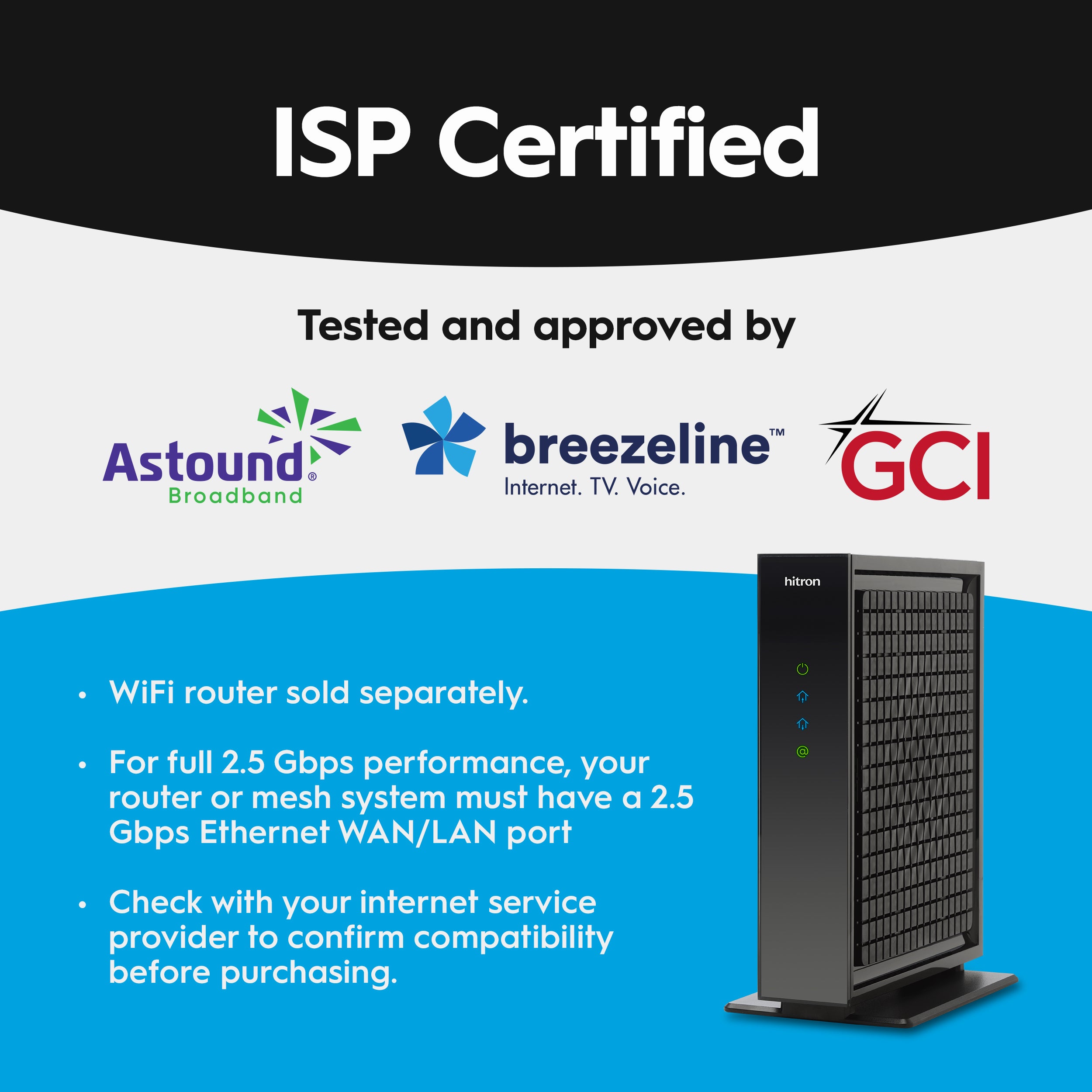 CODA57 DOCSIS 3.1 Cable Modem for Astound, Breezeline & GCI