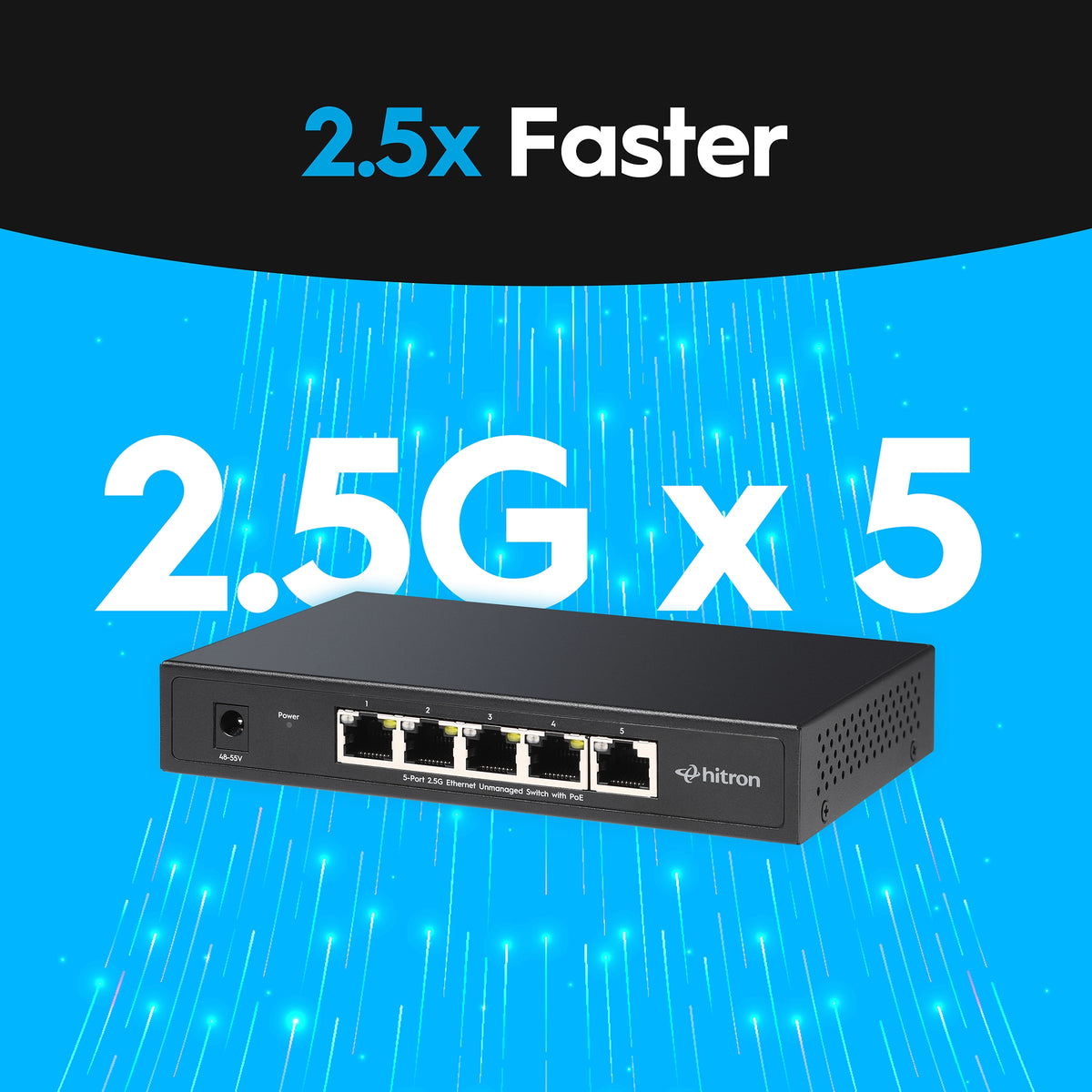 Hitron APEX2105 5-Port 2.5G PoE+ Unmanaged Ethernet Switch