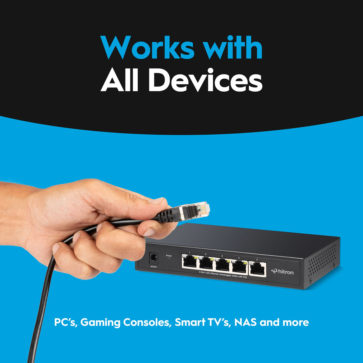 Hitron APEX2105 5-Port 2.5G PoE+ Unmanaged Ethernet Switch