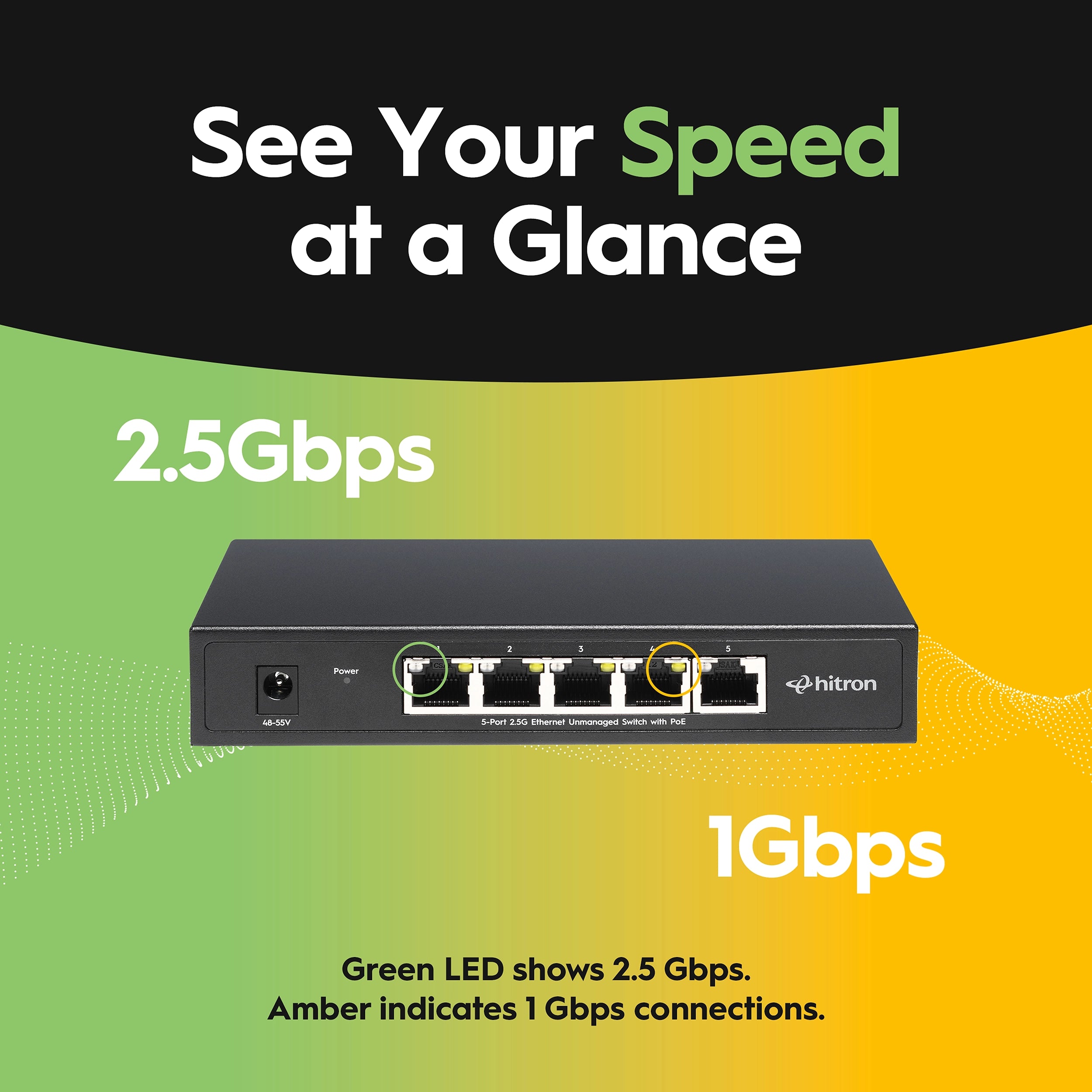 Hitron APEX2105 5-Port 2.5G PoE+ Unmanaged Ethernet Switch