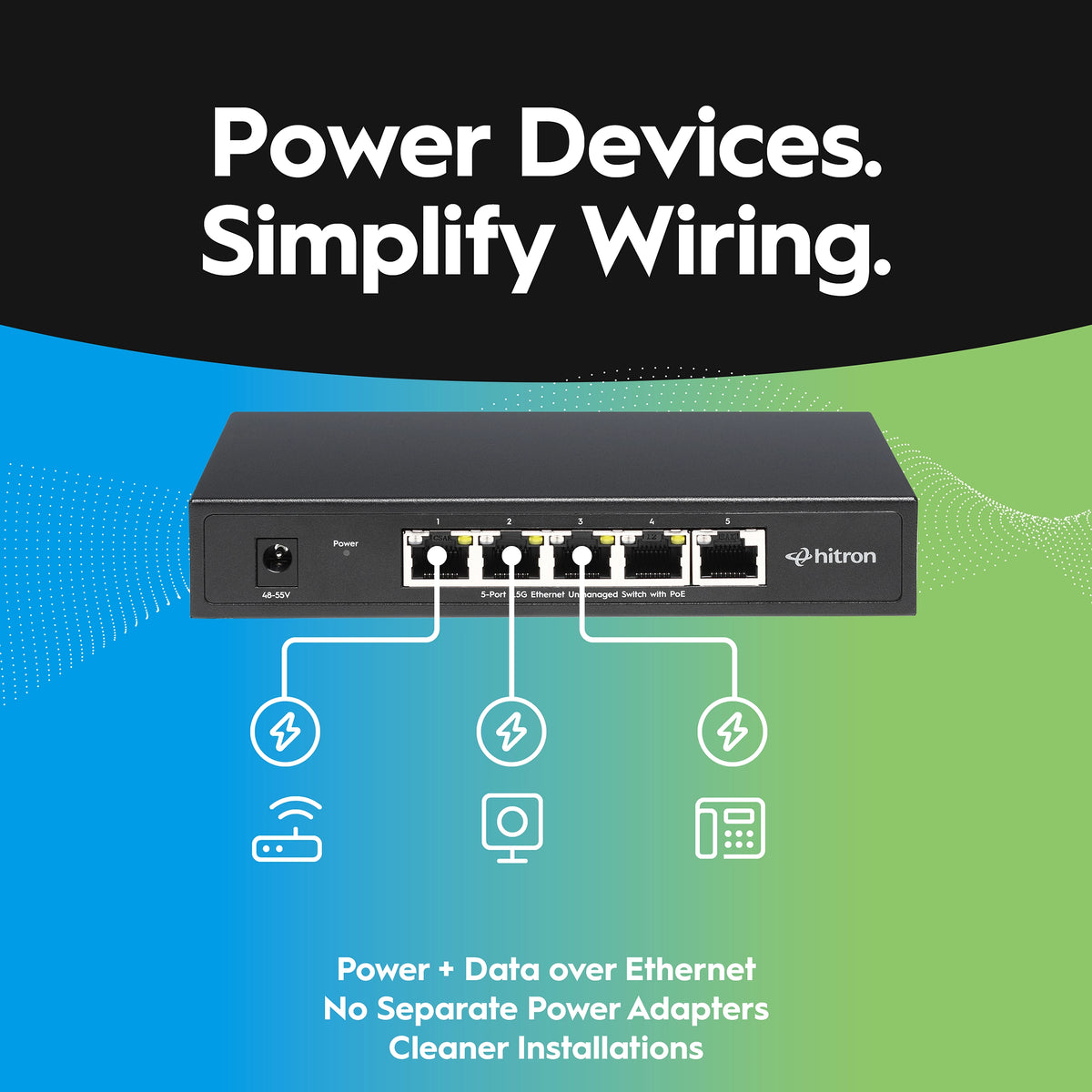Hitron APEX2105 5-Port 2.5G PoE+ Unmanaged Ethernet Switch