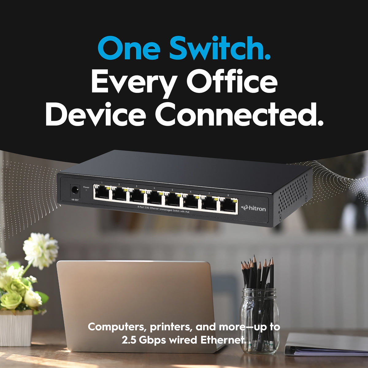 Hitron APEX2108 8-Port 2.5G PoE+ Unmanaged Ethernet Switch