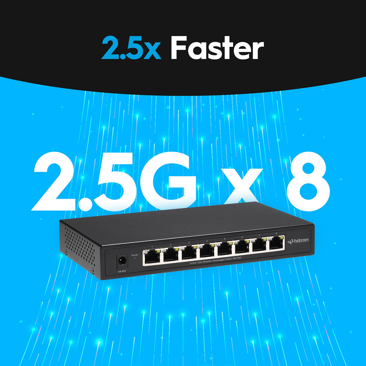 Hitron APEX2108 8-Port 2.5G PoE+ Unmanaged Ethernet Switch