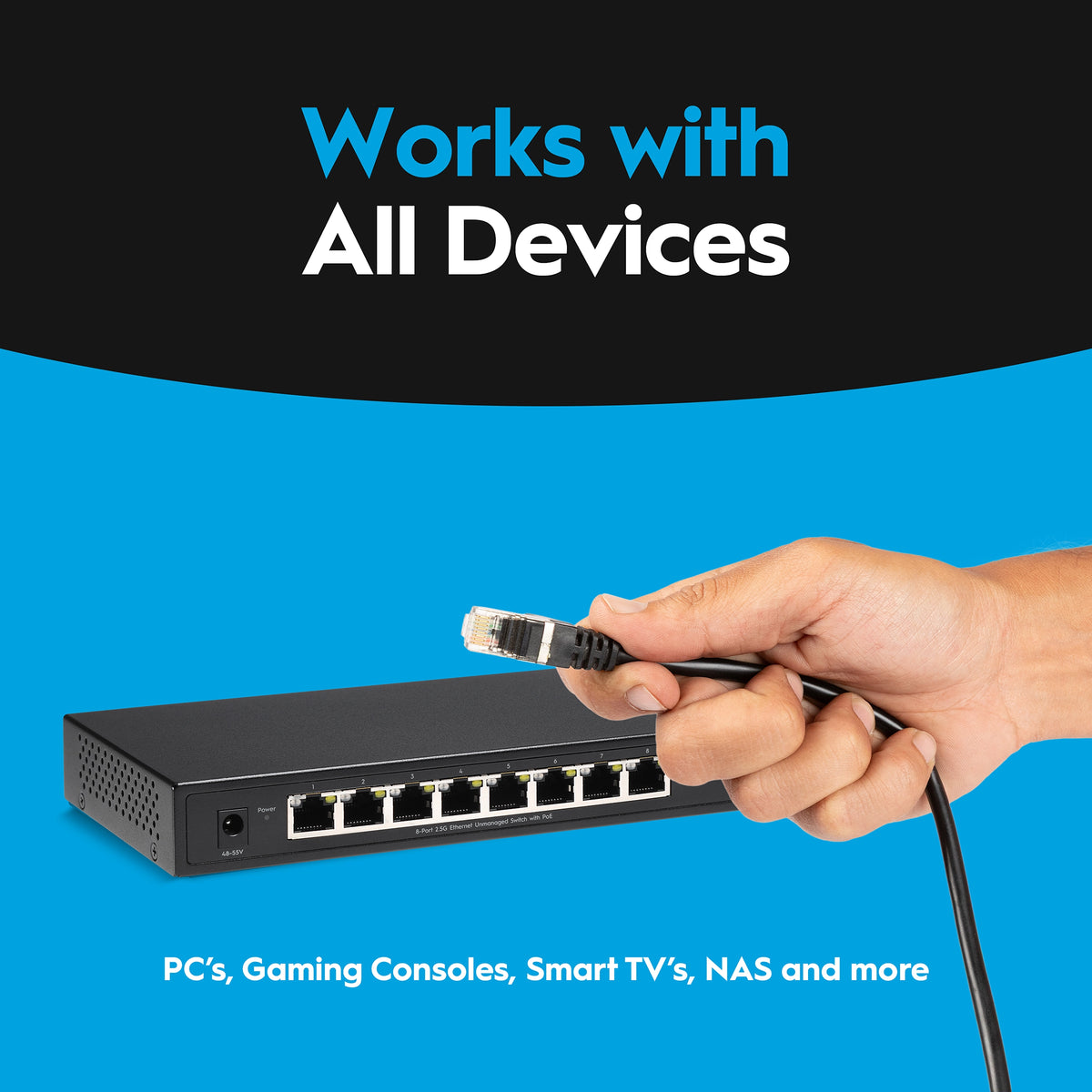Hitron APEX2108 8-Port 2.5G PoE+ Unmanaged Ethernet Switch