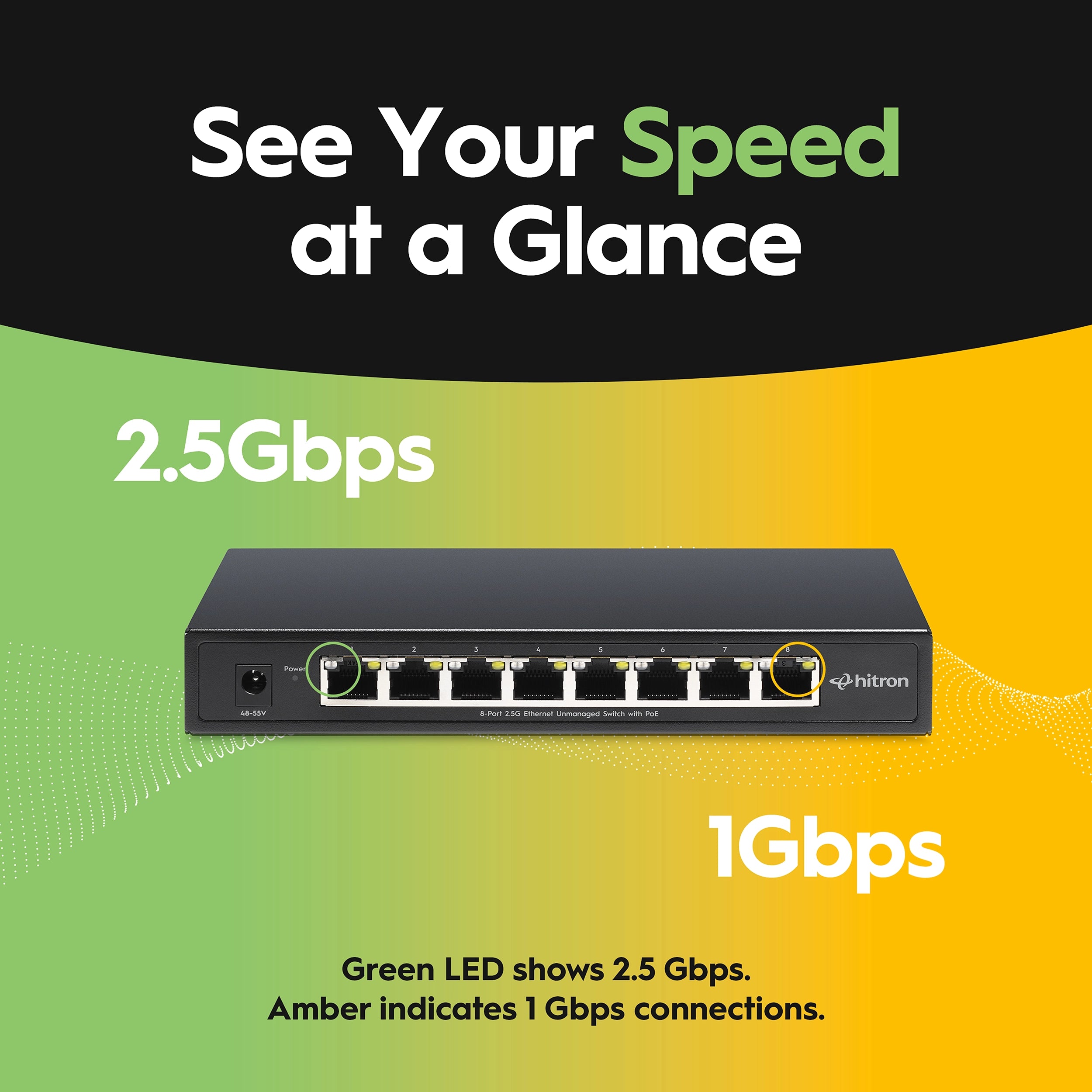 Hitron APEX2108 8-Port 2.5G PoE+ Unmanaged Ethernet Switch