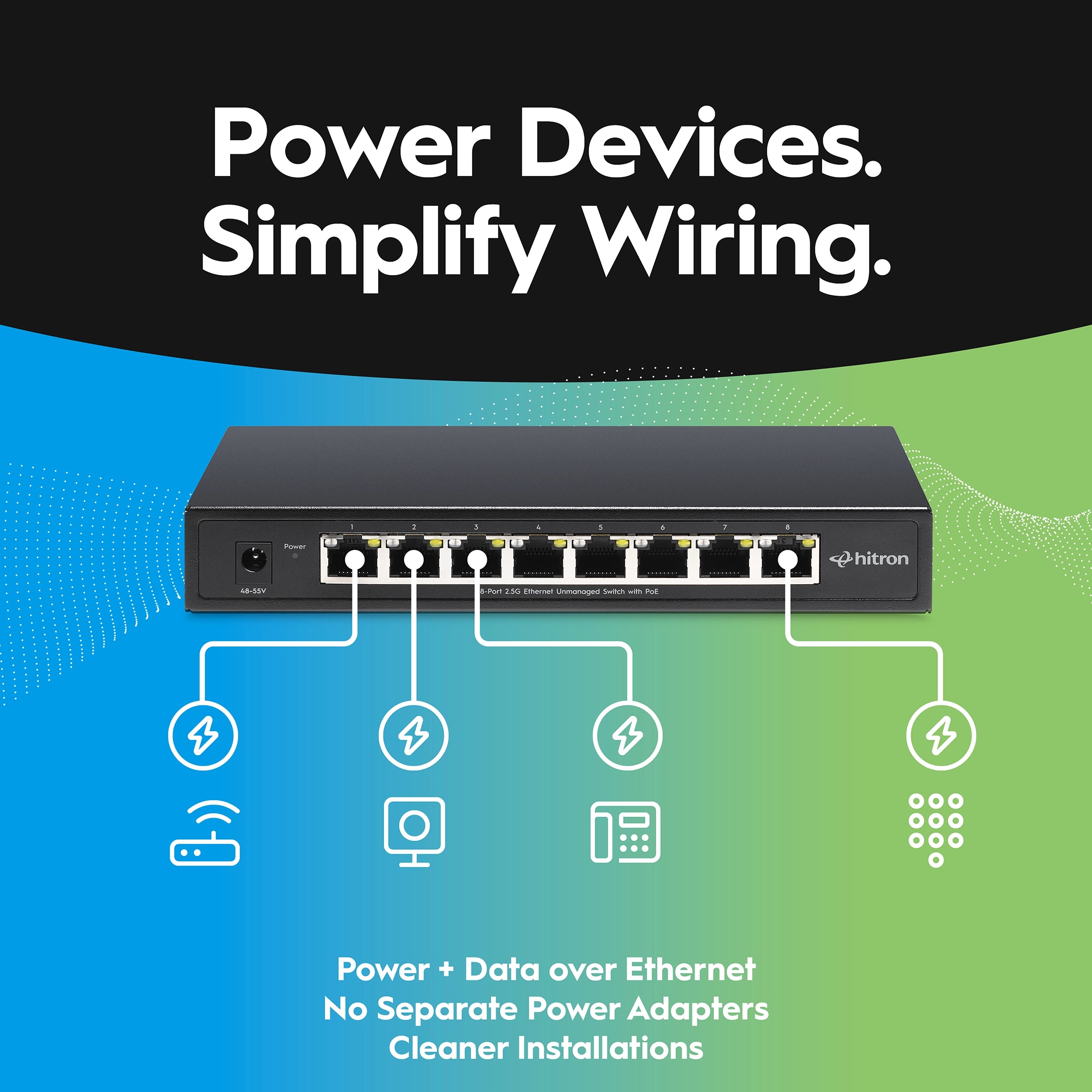 Hitron APEX2108 8-Port 2.5G PoE+ Unmanaged Ethernet Switch